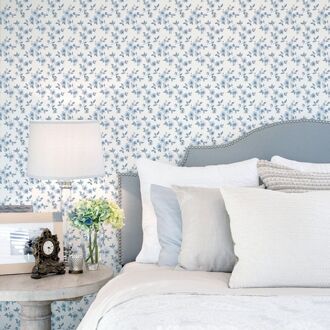 Praxis Vliesbehang Secret Garden G78481 - Licht Vergrijsd Blauw - Wit - 10,00 M X 53 Cm