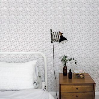 Praxis Vliesbehang Secret Garden G78485 - Lichtgrijs - Lichtroze - Wit - 10,00m X 53cm