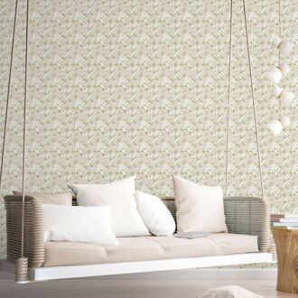 Praxis Vliesbehang Secret Garden G78488 - Grijs-beige - Groen - Offwhite - 10,00m X 53cm