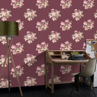 Praxis Vliesbehang Secret Garden G78496 - Donkerrood - Roze - Vergrijsd Groen - 10,00m X 53cm