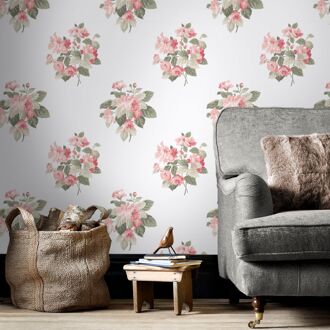 Praxis Vliesbehang Secret Garden G78499 - Roze - Groen - Licht Vergrijsd Goren - Wit - 10,00m X 53cm