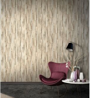 Praxis Vliesbehang Smalle Plankjes - Naturel - Vergrijsd Licht Beige Houtkleur - 10,05m X 53cm