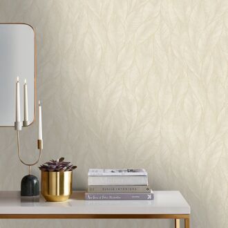 Praxis Vliesbehang Subtiele Bladeren - Naturel - Goud - 10,05m X 53cm