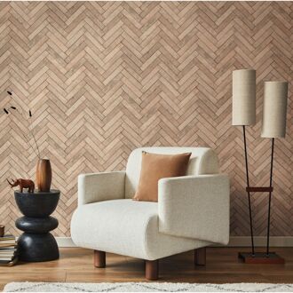 Praxis Vliesbehang Textura - Naturel - Zalm - Beige - Lichtbruin - Oranje - 10,05m X 53cm