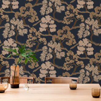 Praxis Vliesbehang Trees - Donkerblauw - 10,05 M X 52 Cm