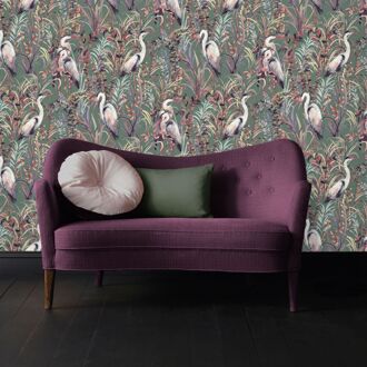 Praxis Vliesbehang Tropical Heron - Multicolor - Groen - 10,05 M X 53 Cm