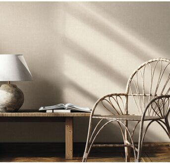 Praxis Vliesbehang Uni Linnen - Lichttaupe Met Een Roze Ondertoon - 10,05m X 53cm