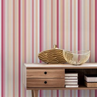 Praxis Vliesbehang Vintage 25774 - Roze - Rood - Beige - Greige - Afgezwakt Paars-rood - 10,05m X 53cm