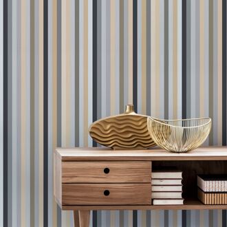 Praxis Vliesbehang Vintage 25779 - Grijs - Beige - Goud - Zilver - Offblack - 10,05m X 53cm