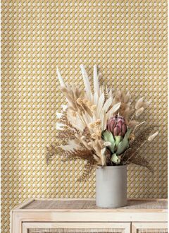 Praxis Vliesbehang Webbing - Geel - Beige - 10,05 M X 53 Cm