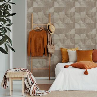 Praxis Vliesbehang Wood Roundshapes - Bruin - 10,05 M X 52 Cm