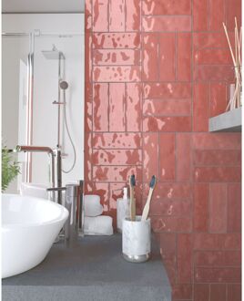 Praxis Wandtegel Nolita - Bordeaux - Keramiek - 6,5x20 Cm - 0,36 M²