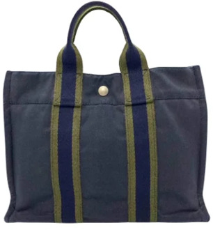 Pre-owned Cotton handbags Hermès Vintage , Blue , Dames - ONE Size
