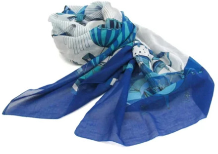 Pre-owned Cotton scarves Hermès Vintage , Blue , Dames - ONE Size