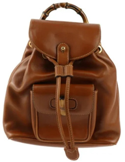 Pre-owned Leather backpacks Gucci Vintage , Brown , Dames - ONE Size