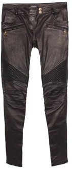 Pre-owned Leather bottoms Balmain Pre-owned , Black , Dames - 2XS