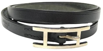 Pre-owned Leather bracelets Hermès Vintage , Black , Dames - ONE Size