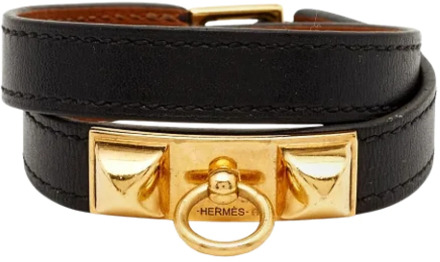 Pre-owned Leather bracelets Hermès Vintage , Black , Dames - ONE Size