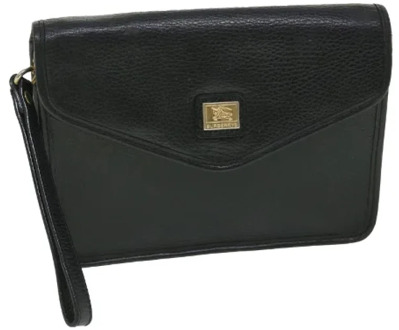 Pre-owned Leather clutches Burberry Vintage , Black , Dames - ONE Size