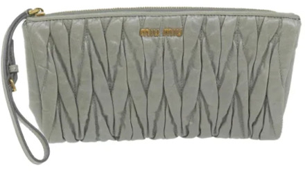Pre-owned Leather clutches Miu Miu Pre-owned , Gray , Dames - ONE Size