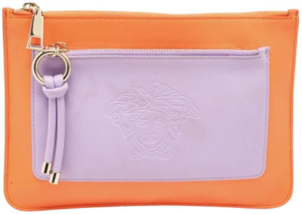 Pre-owned Leather clutches Versace Pre-owned , Orange , Dames - ONE Size