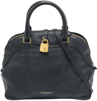 Pre-owned Leather handbags Burberry Vintage , Black , Dames - ONE Size
