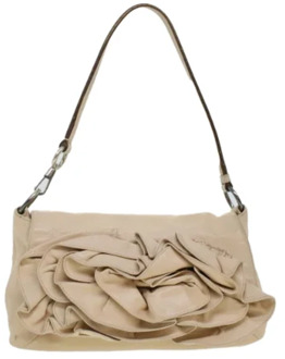 Pre-owned Leather handbags Yves Saint Laurent Vintage , Beige , Dames - ONE Size