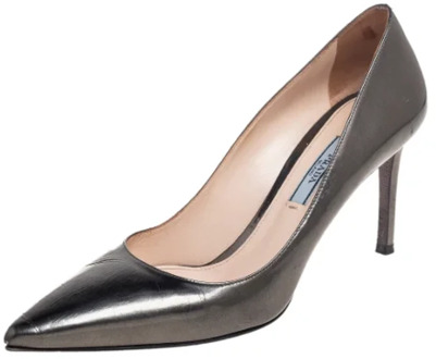 Pre-owned Leather heels Prada Vintage , Gray , Dames - 36 1/2 EU