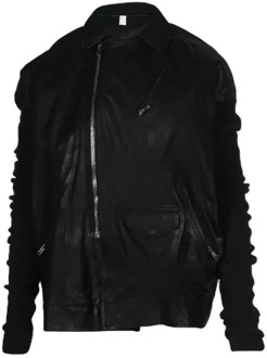 Pre-owned Leather outerwear Rick Owens Pre-owned , Black , Dames - XS