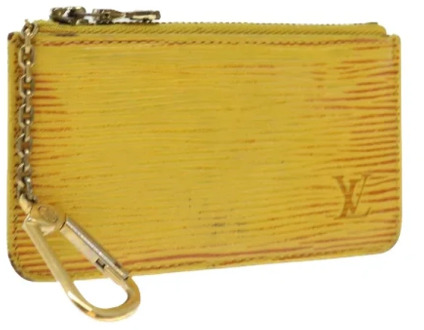 Pre-owned Leather pouches Louis Vuitton Vintage , Yellow , Dames - ONE Size