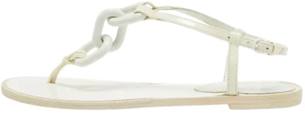 Pre-owned Leather sandals Burberry Vintage , White , Dames - 38 1/2 EU