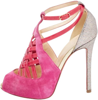 Pre-owned Leather sandals Christian Louboutin Pre-owned , Pink , Dames - 37 EU