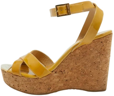 Pre-owned Leather sandals Jimmy Choo Pre-owned , Yellow , Dames - 39 1/2 EU