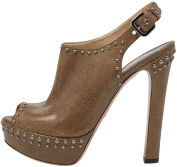Pre-owned Leather sandals Prada Vintage , Brown , Dames - 38 1/2 EU