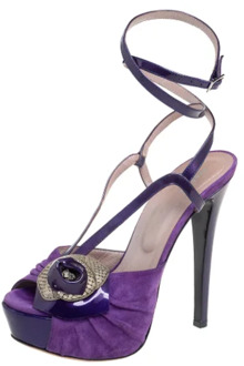 Pre-owned Leather sandals Versace Pre-owned , Purple , Dames - 36 EU