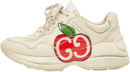Pre-owned Leather sneakers Gucci Vintage , White , Dames - 39 EU
