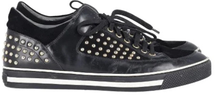 Pre-owned Leather sneakers Versace Pre-owned , Black , Heren - 43 EU