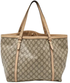 Pre-owned Leather totes Gucci Vintage , Beige , Dames - ONE Size