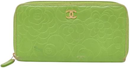 Pre-owned Leather wallets Chanel Vintage , Green , Dames - ONE Size