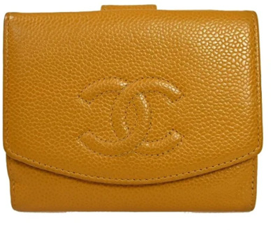 Pre-owned Leather wallets Chanel Vintage , Yellow , Dames - ONE Size