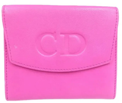 Pre-owned Leather wallets Dior Vintage , Pink , Dames - ONE Size
