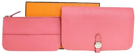 Pre-owned Leather wallets Hermès Vintage , Pink , Dames - ONE Size