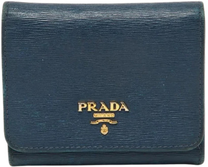 Pre-owned Leather wallets Prada Vintage , Blue , Dames - ONE Size