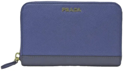 Pre-owned Leather wallets Prada Vintage , Blue , Dames - ONE Size