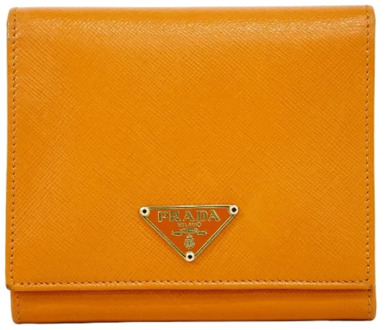Pre-owned Leather wallets Prada Vintage , Orange , Dames - ONE Size