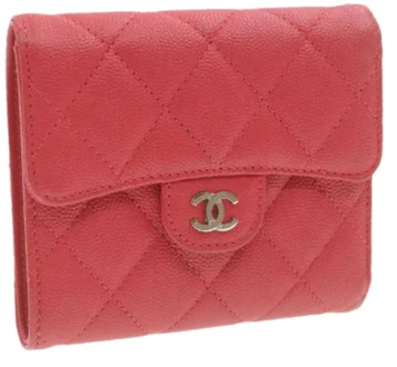 Pre-owned Rode Leren Chanel Portemonnee Chanel Vintage , Red , Dames - ONE Size