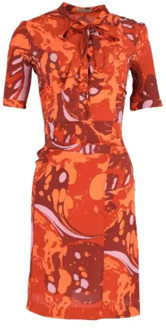 Pre-owned Silk dresses Bottega Veneta Vintage , Orange , Dames - 2XS