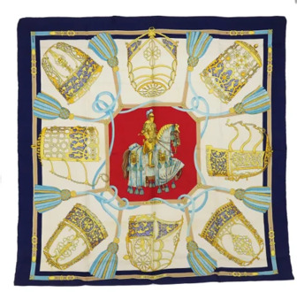 Pre-owned Silk scarves Hermès Vintage , Blue , Dames - ONE Size