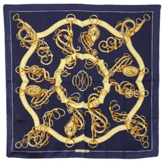 Pre-owned Silk scarves Hermès Vintage , Blue , Dames - ONE Size