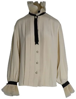 Pre-owned Silk tops Chanel Vintage , Beige , Dames - M